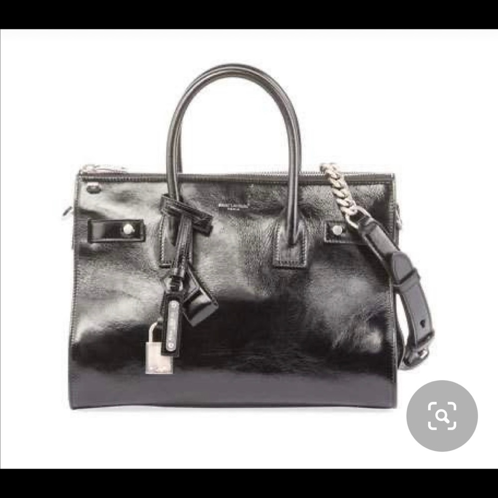 Authentic Saint Laurent Sac de Jour Baby Crinkled Leather Tote Bag